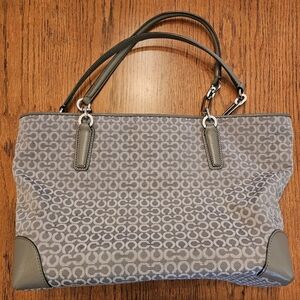 Coach Gray Madison East West Leather Trim Tote Bag